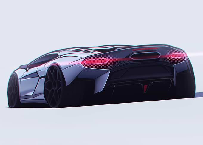 Sleek White and Black Sports Car