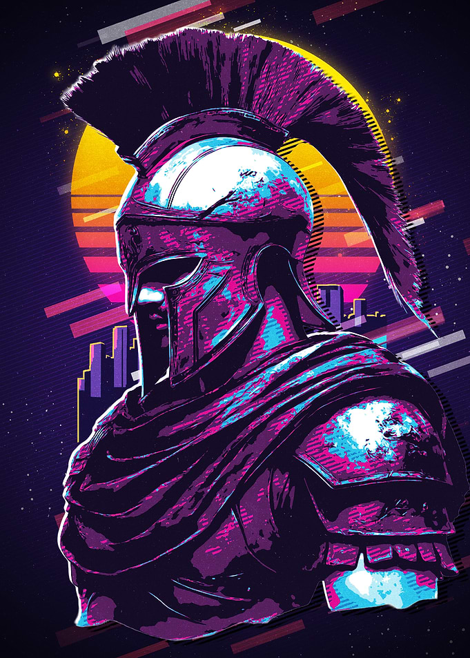 Retro Spartan Warrior Digital Art