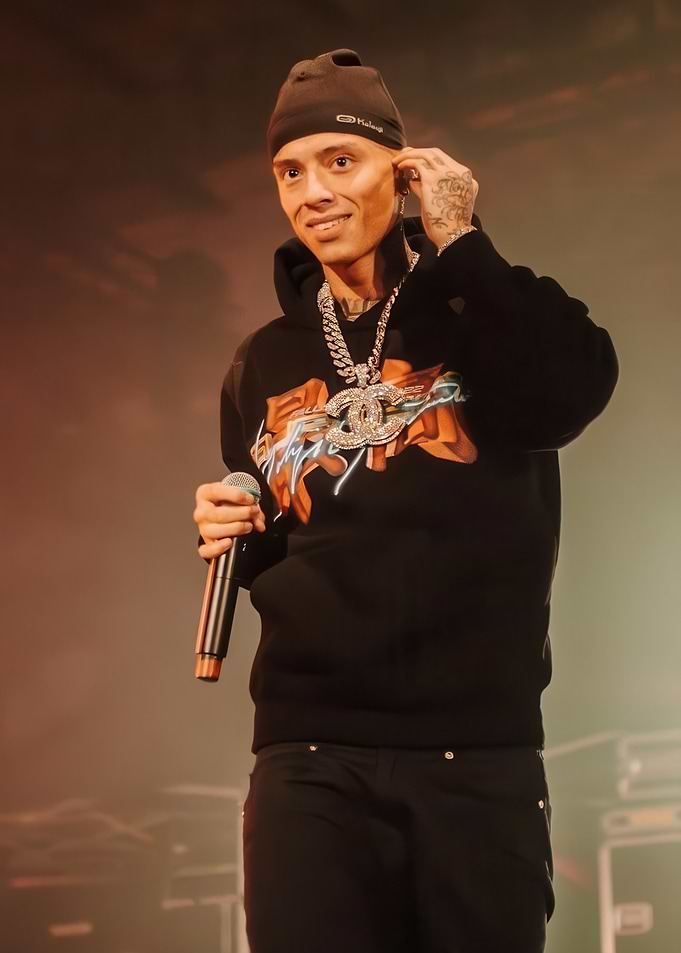 Rapper on Stage with Microphone