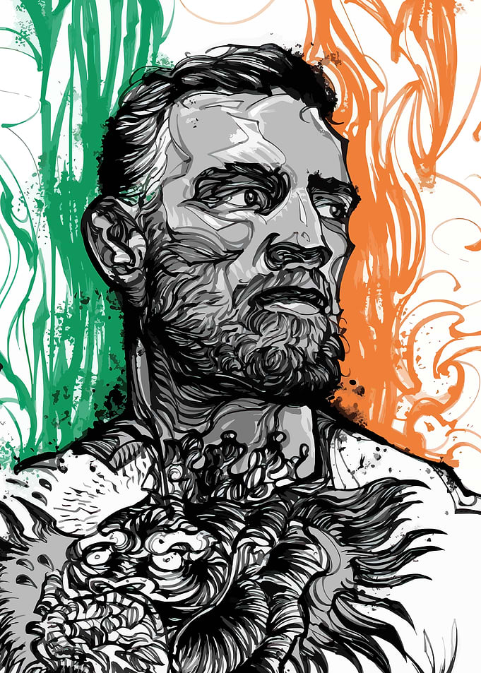 Conor McGregor Illustration with Irish Flag