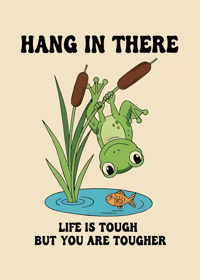 Hang in there frog illustration