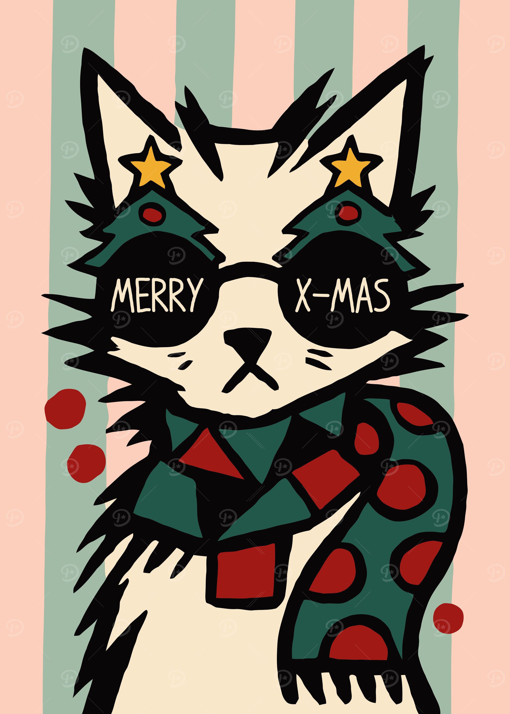 Cool Cat Christmas Poster