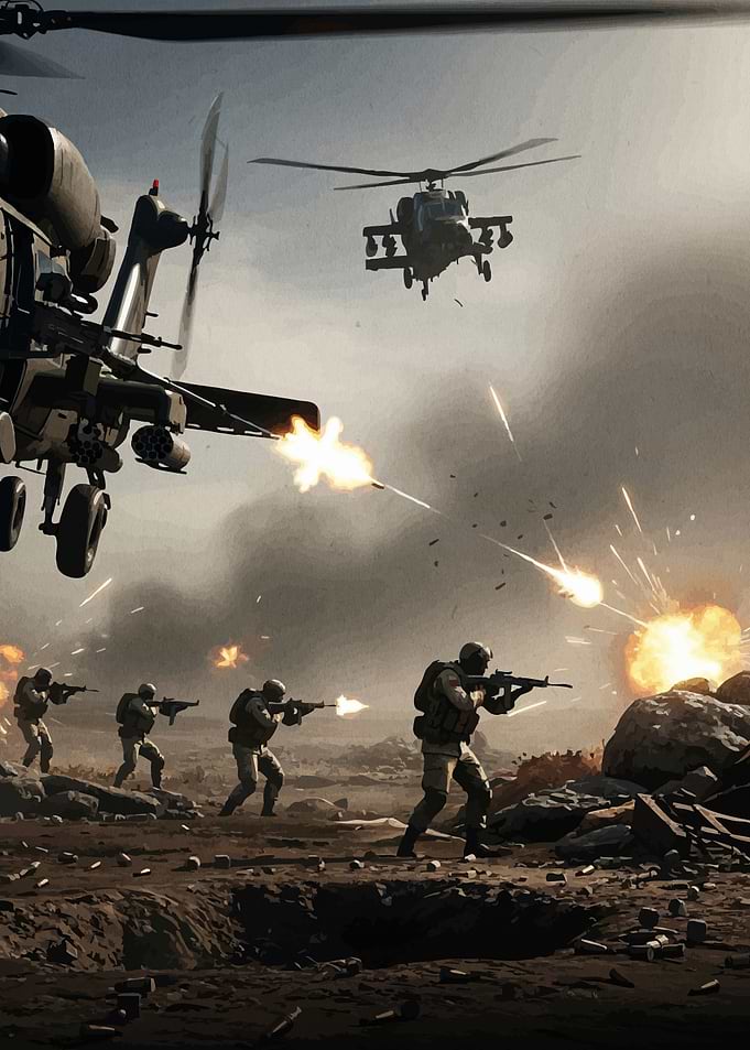 Military Operation Helicopters Soldiers