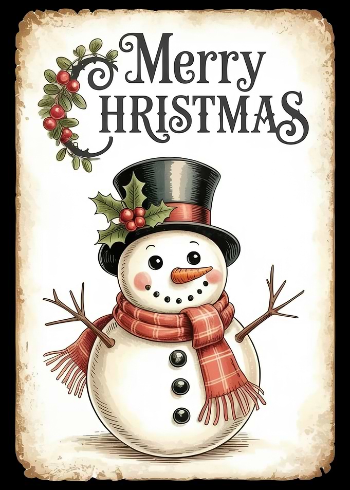 Merry Christmas Snowman Illustration