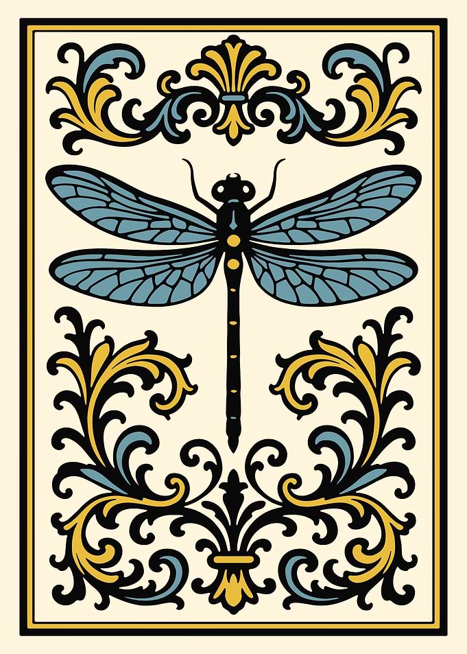 Dragonfly with Floral Ornament
