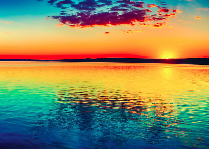 Colorful Sunset Over Water