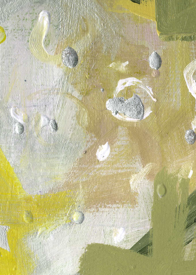 Abstract Painting with Silver Accents Warm Edition