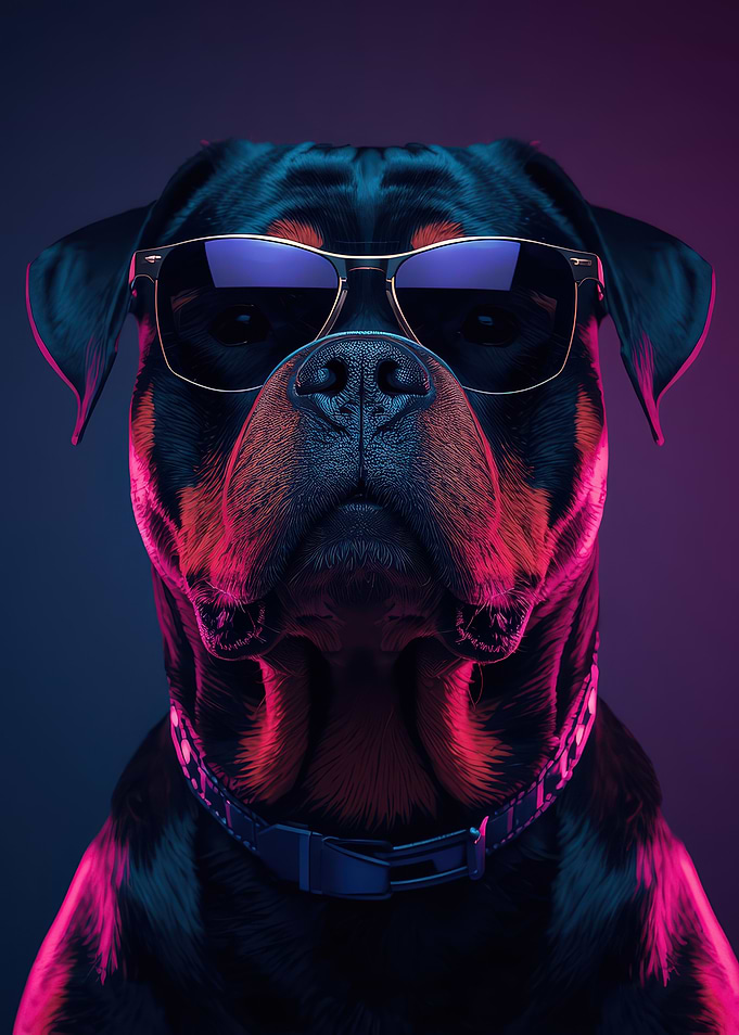Cool Rottweiler with Sunglasses
