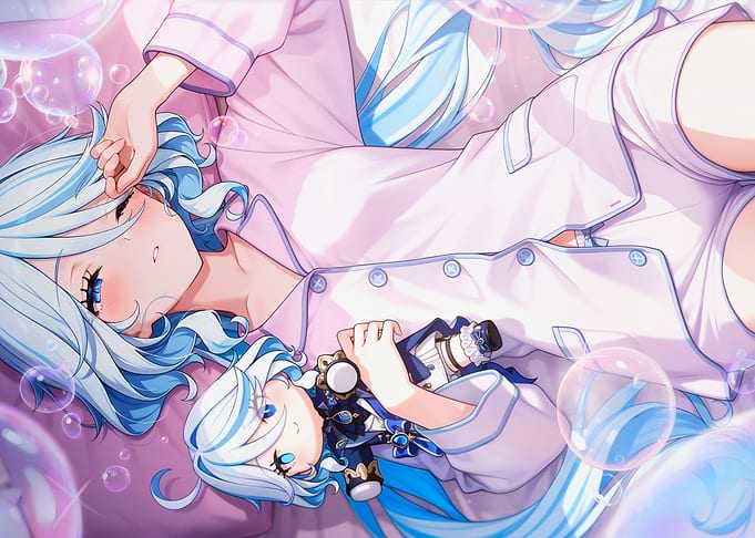 girl in pajamas with bubbles