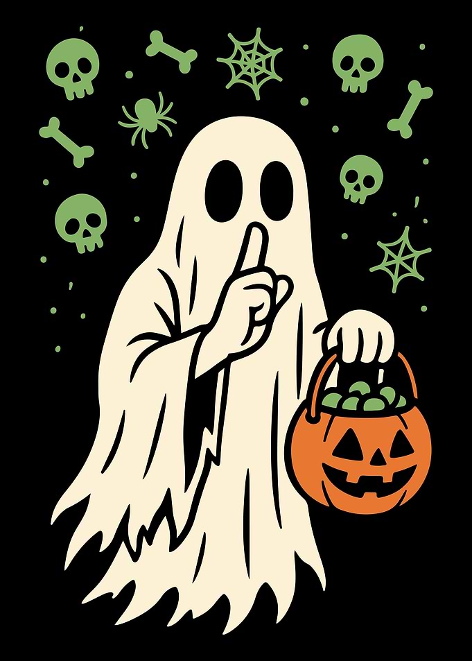 Halloween Ghost with Pumpkin Bucket