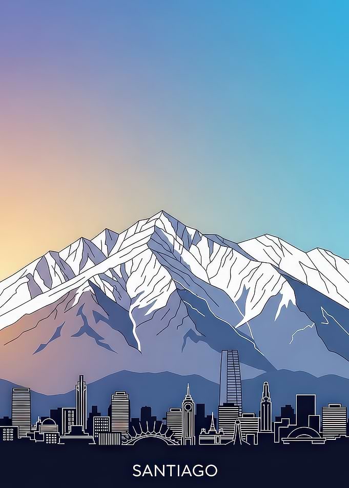 Santiago Skyline with Andes Mountains