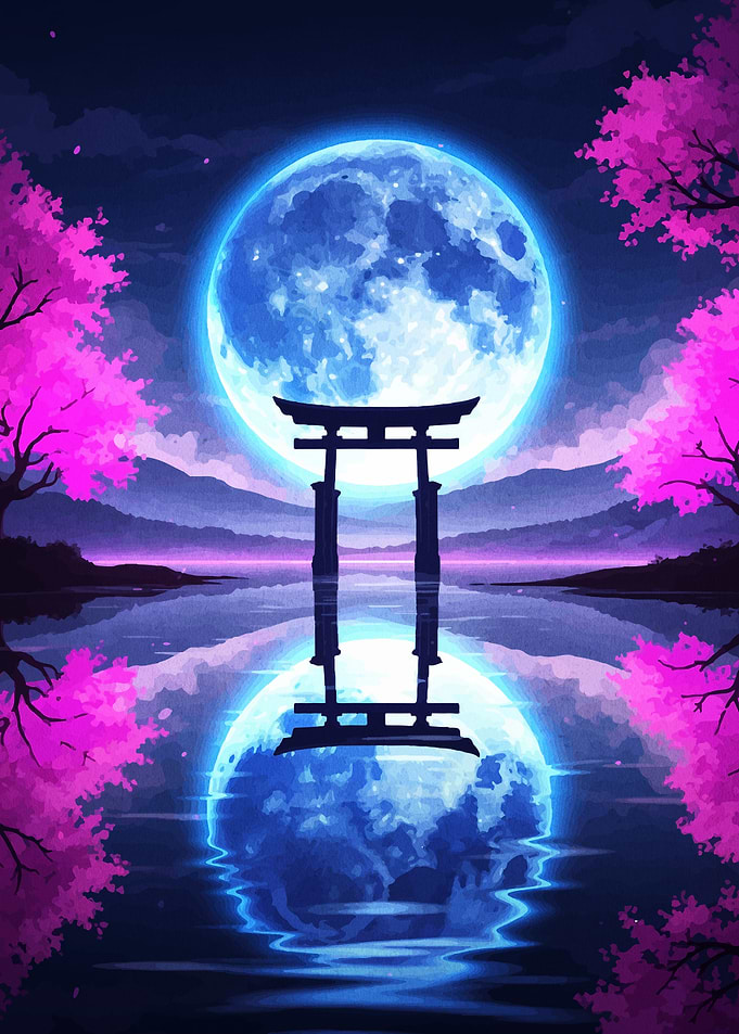 Torii Gate and Moon Reflection
