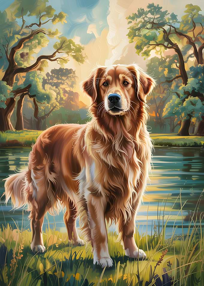 Golden Retriever by the Lake