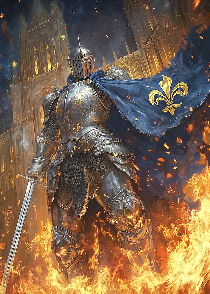 Knight in Shining Armor with Cape Fleur de Lys