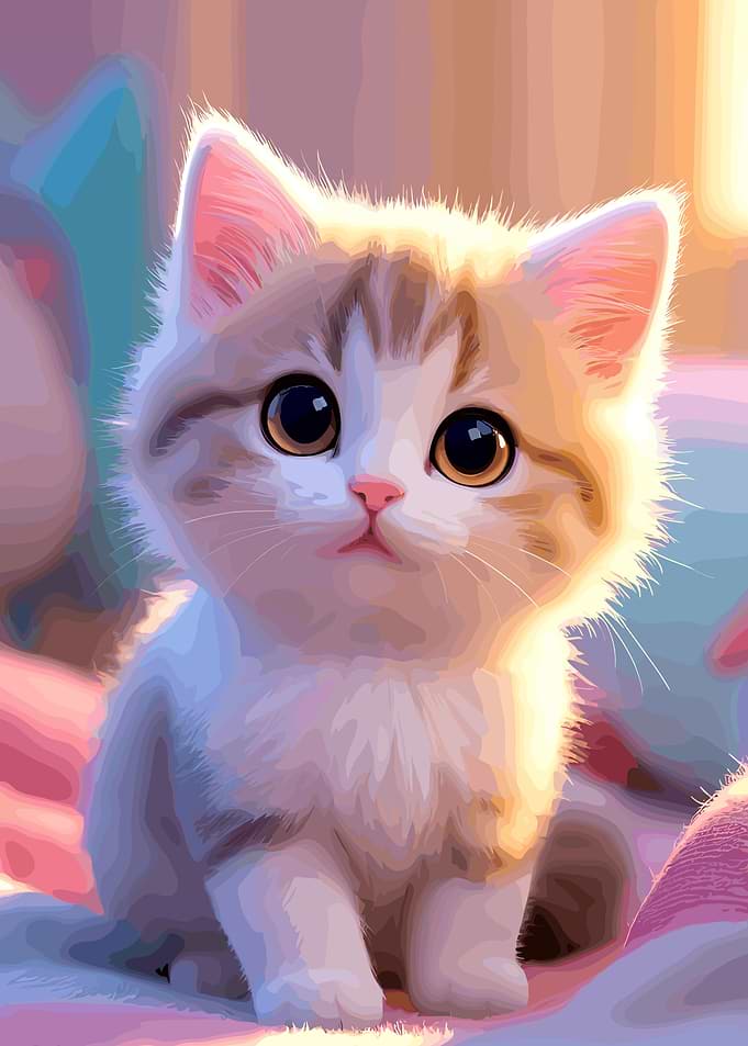 Cute Kitten Portrait with Big Eyes