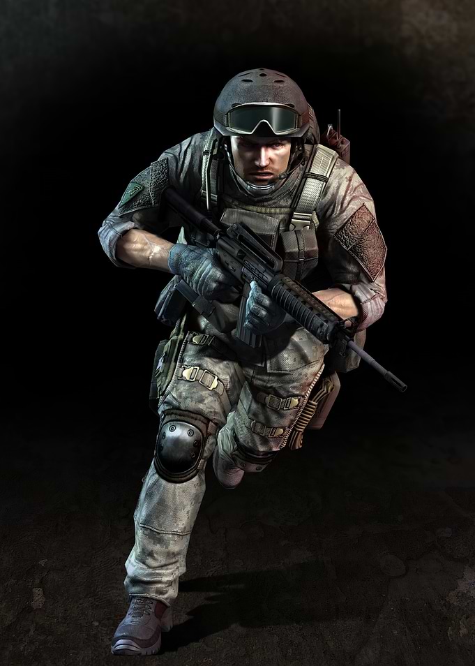 Soldier in Action with Assault Rifle
