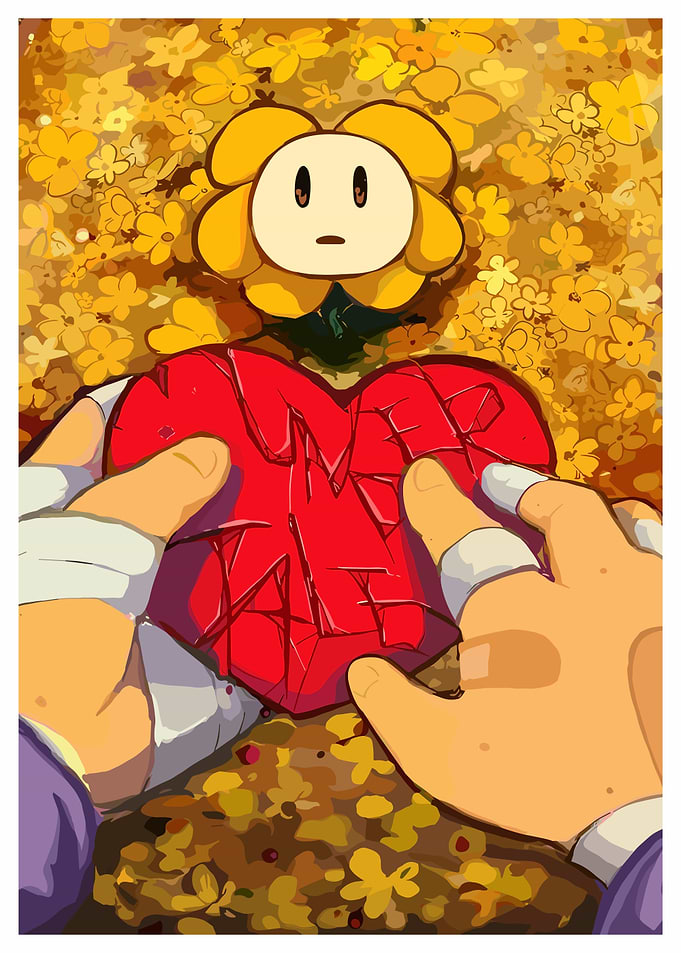 Undertale Flowey and Heart