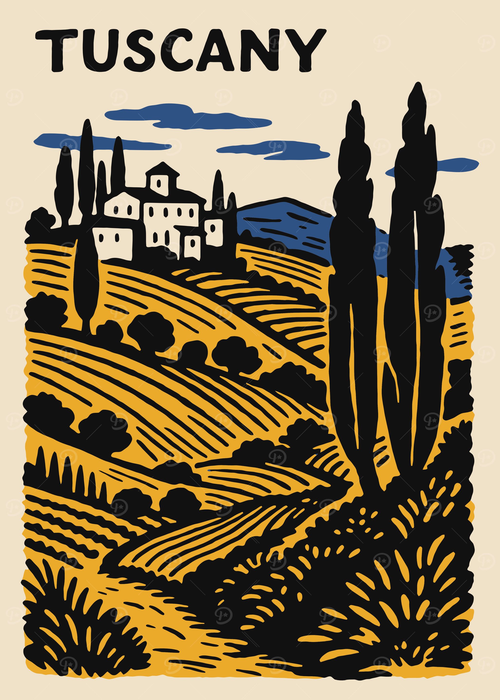 Tuscany Landscape Illustration