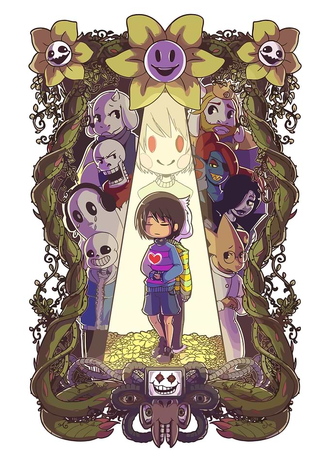 Undertale characters pixel art illustration