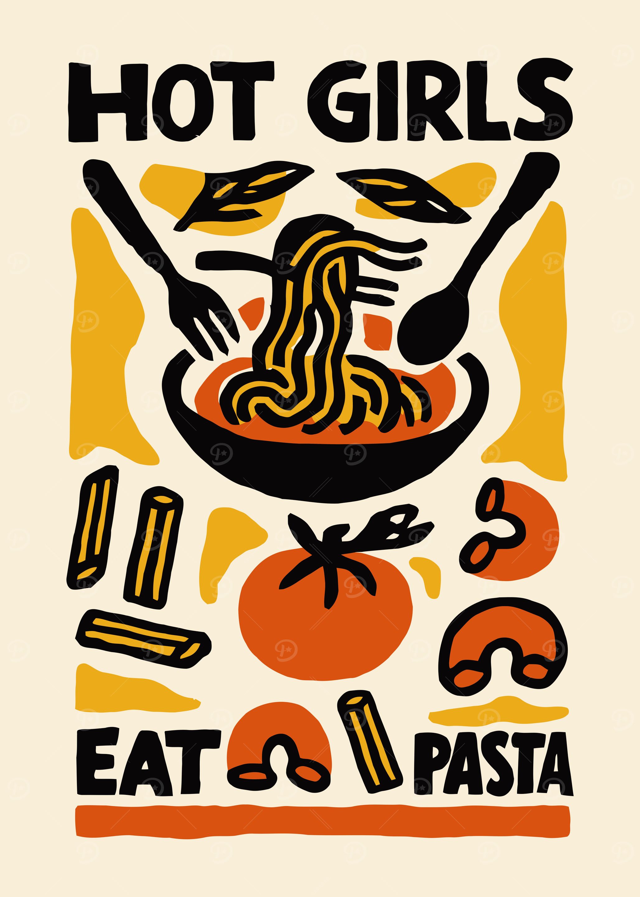 Hot Girls Eat Pasta Wall Art