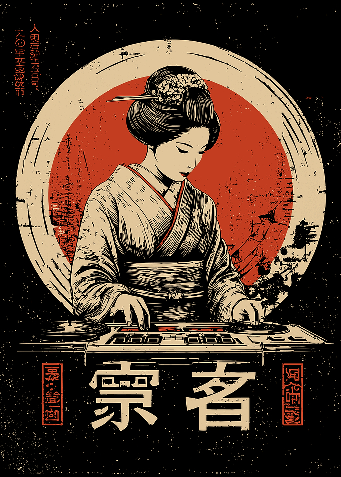 Geisha DJ Retro Art