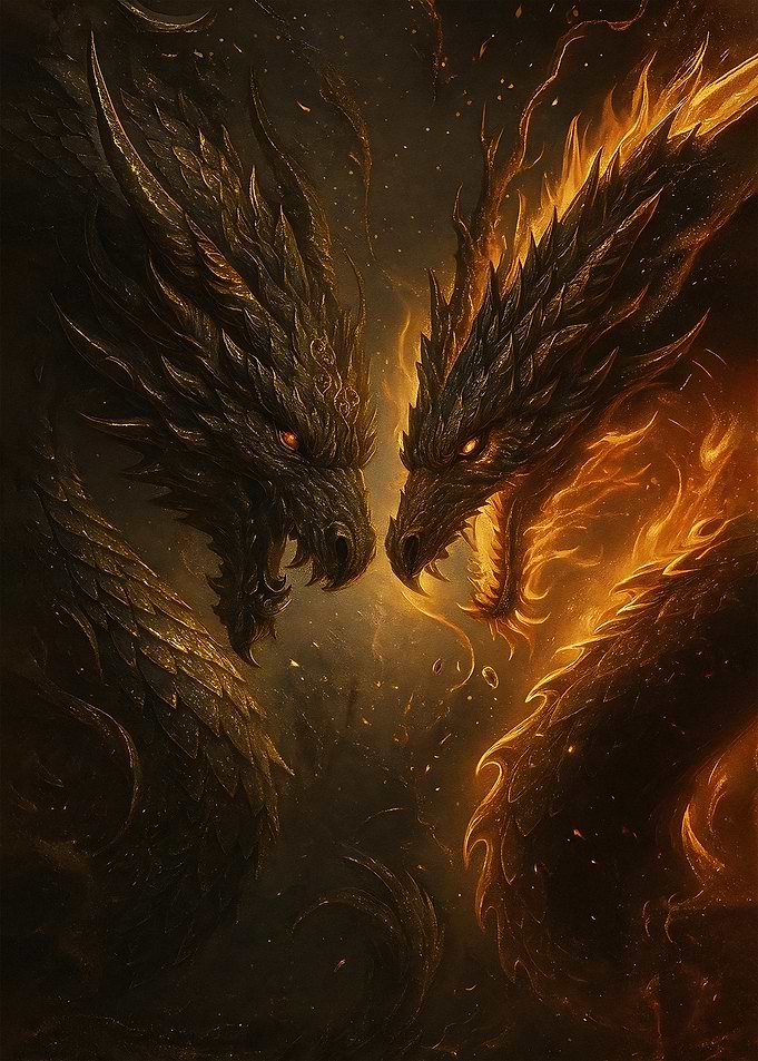 Two Dragons Face-Off