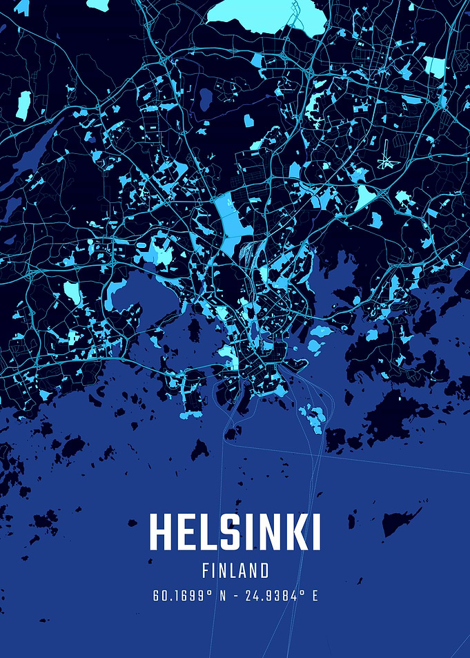 Helsinki Midnight City Map