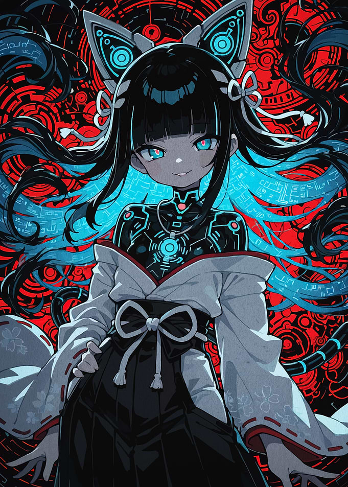 Cyberpunk Anime Girl in Kimono