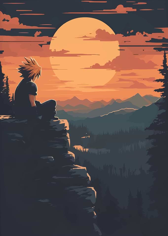 Cloud Strife Contemplating Landscape