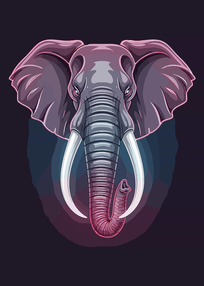 Stylized Elephant Head Illustration