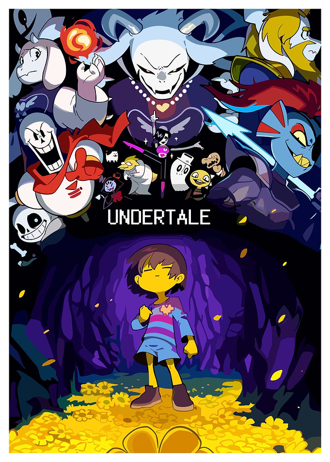 Undertale characters and Frisk illustration