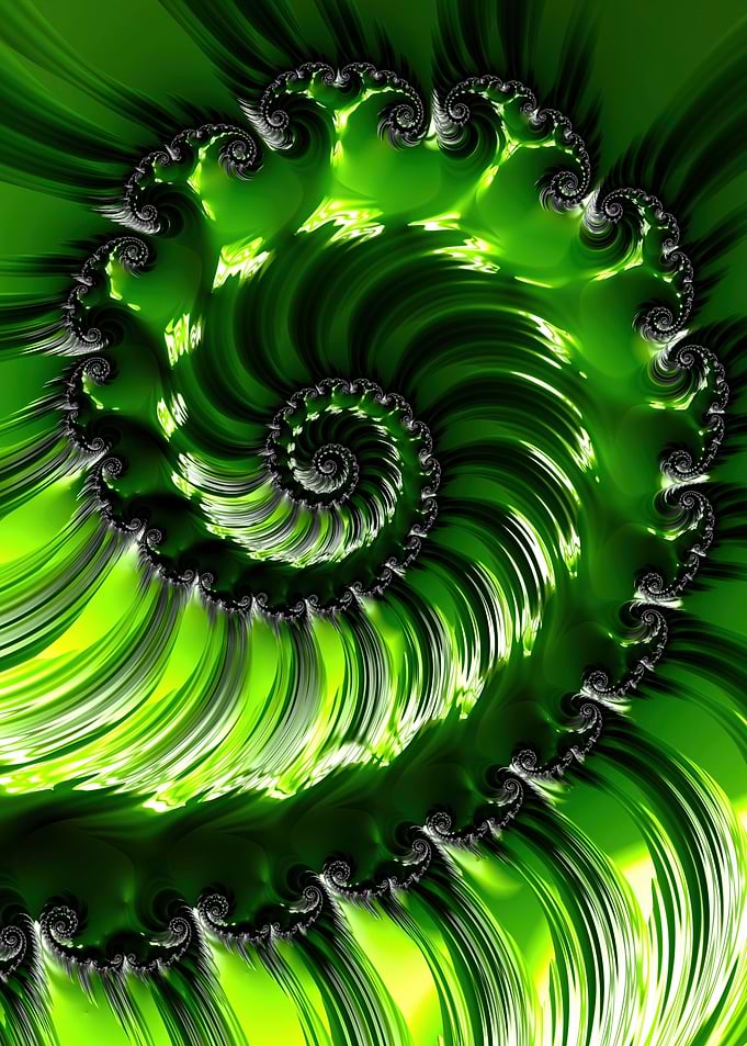 Winter Green Fractal Spiral