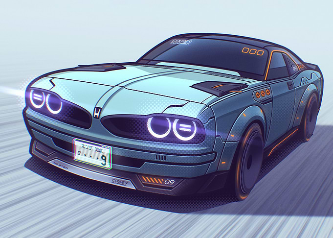 Futuristic Honda Coupe Digital Art