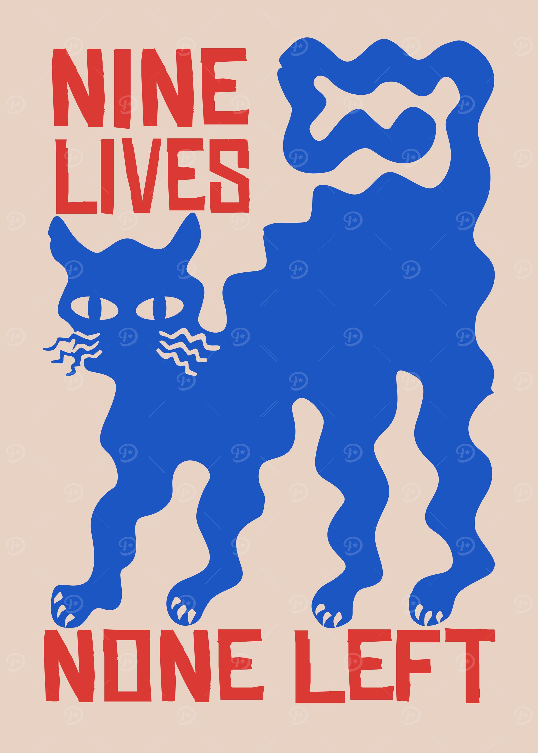 Nine Lives None Left Cat Poster
