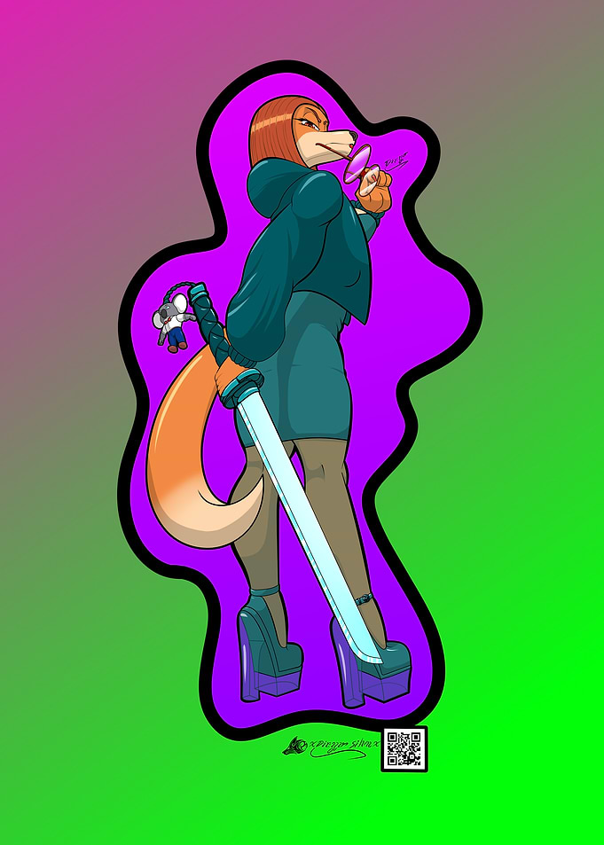 Fox Warrior with Sword and Drink