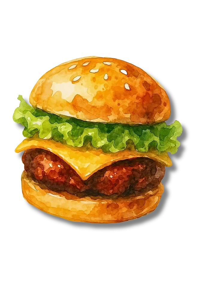 Watercolor Burger Illustration