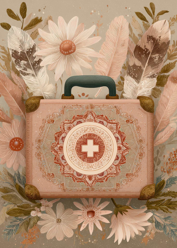 Floral First Aid Kit Illustration