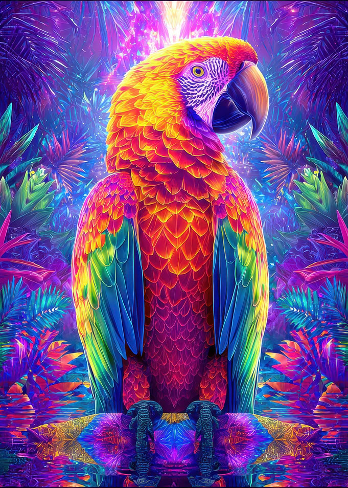 Colorful Parrot in Tropical Setting