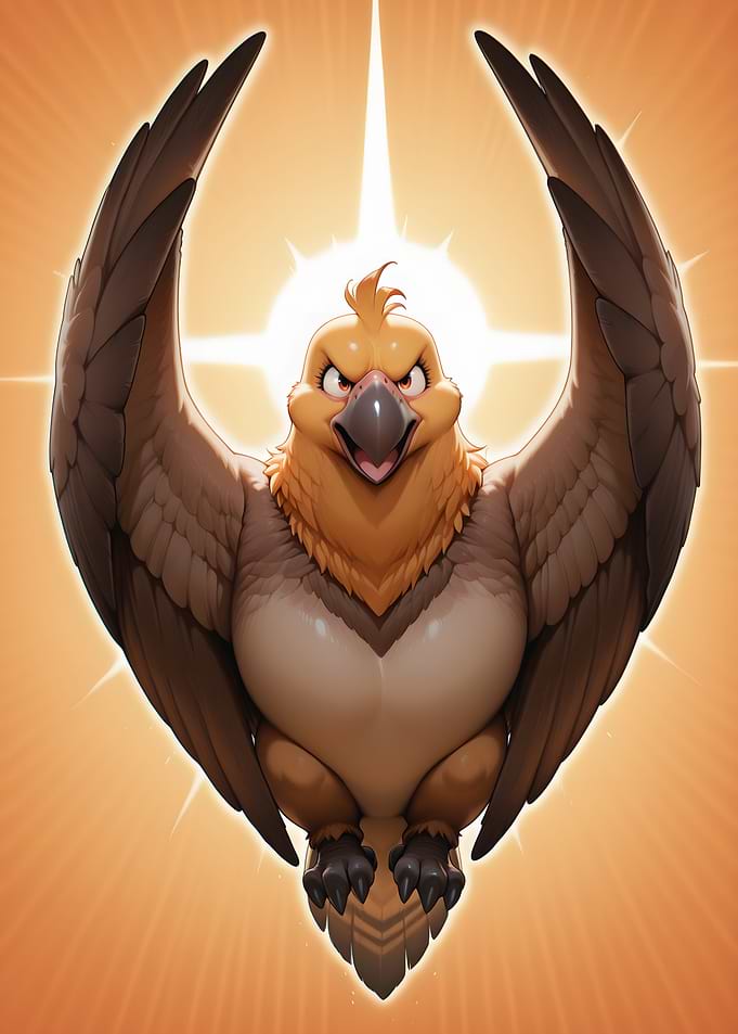 Cartoon Bird with Wings Spread Wide