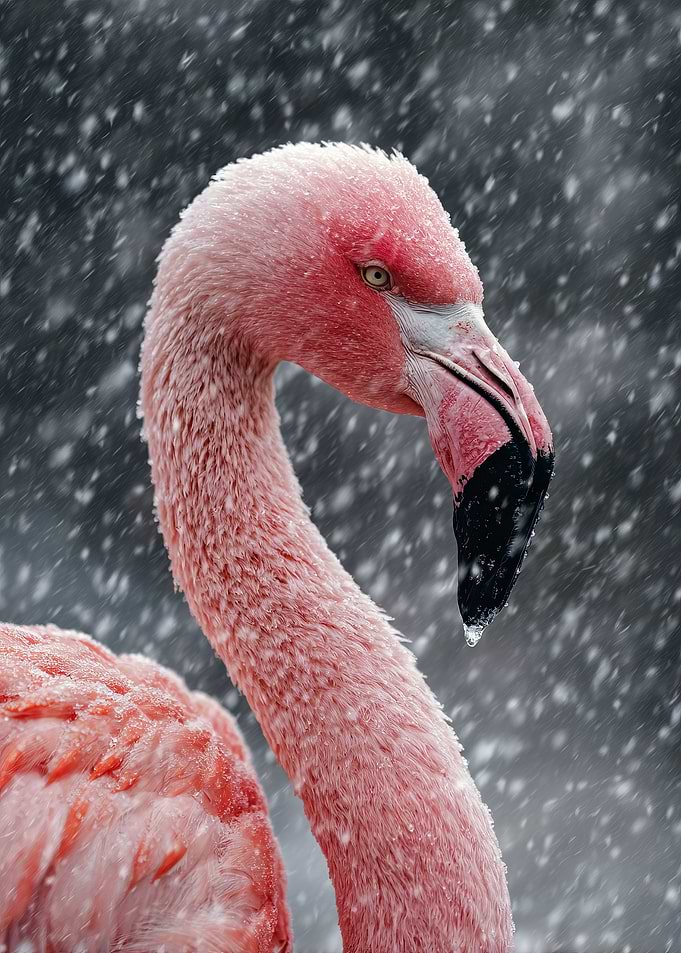Flamingo in the Snow
