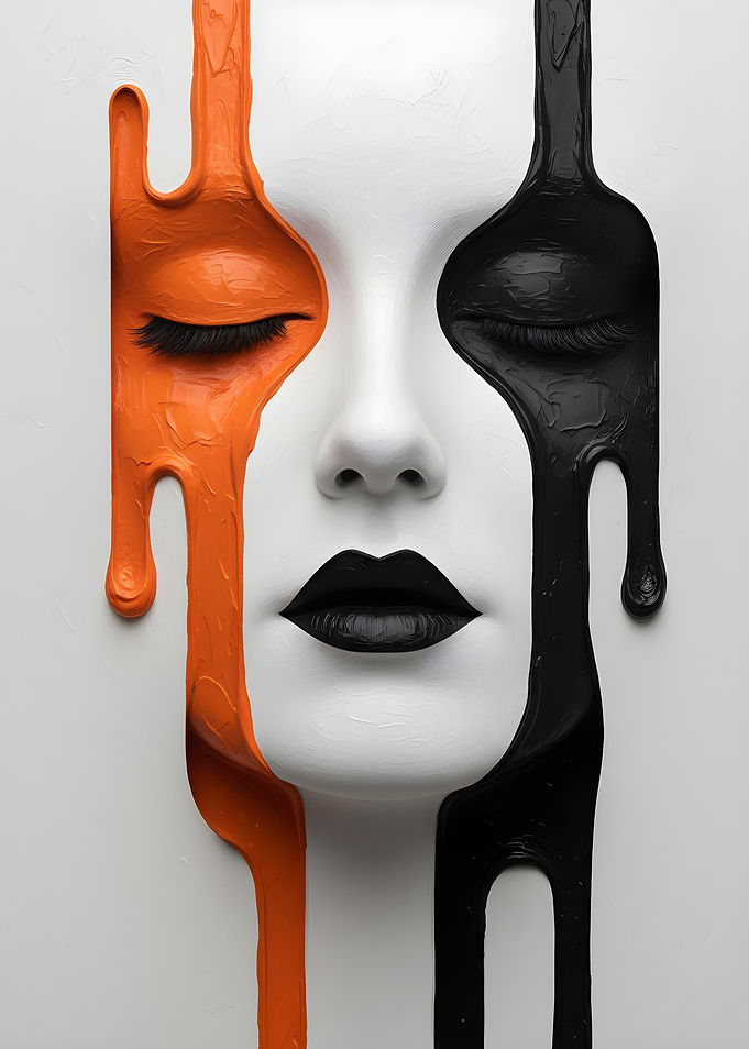 Abstract Face with Dripping Paint