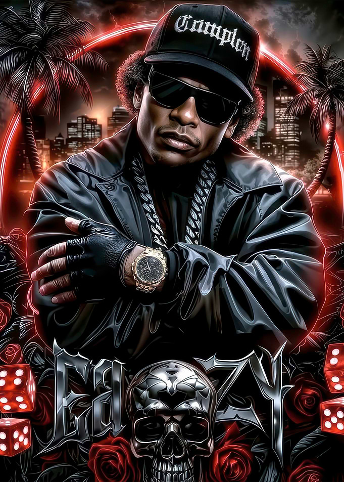 Eazy-E Portrait with Compton and Skull