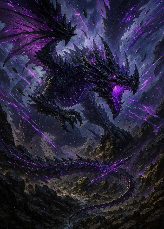 Dark Dragon with Purple Energy