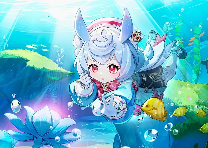 Girl Underwater with Fish