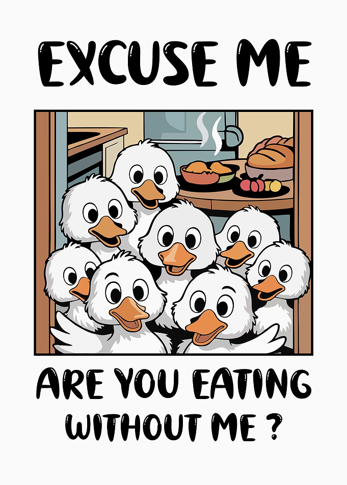 Cartoon Ducks Questioning Meal Time