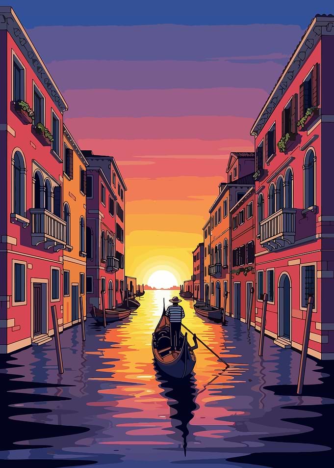 Venice Gondola Ride at Sunset