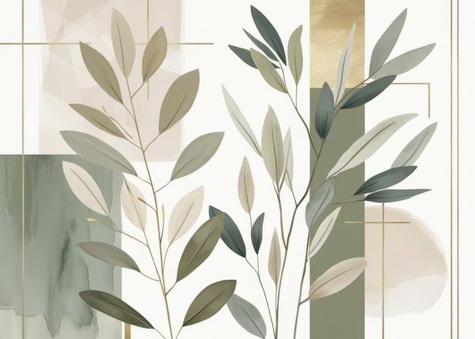 Abstract Botanical Art with Geometric Shapes