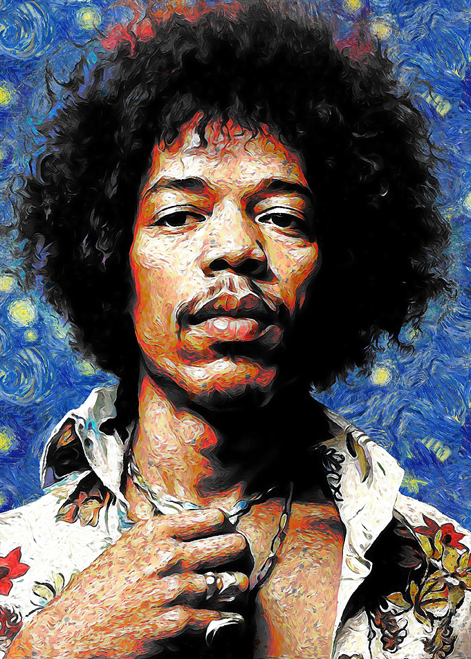 Jimi Hendrix Starry Night Portrait