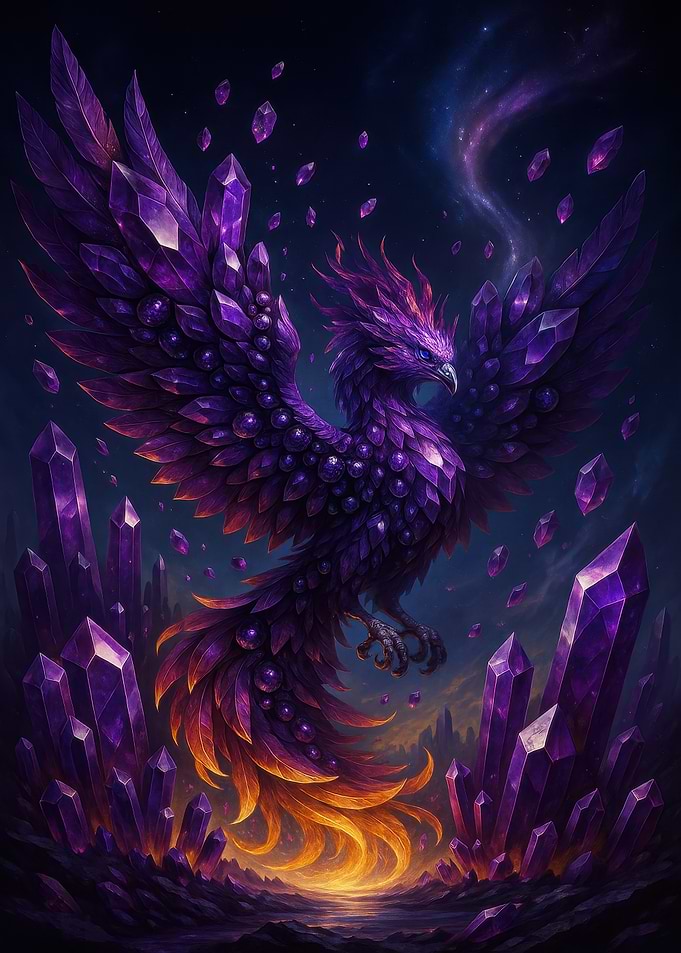 Amethyst Crystal Phoenix Digital Art