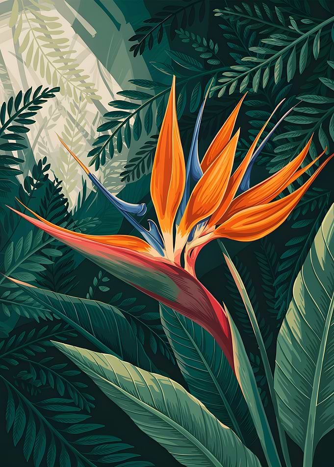 Bird of Paradise Flower Illustration